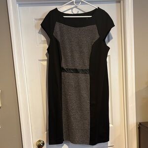 Connected Apparel Black and Gray Midi Dress